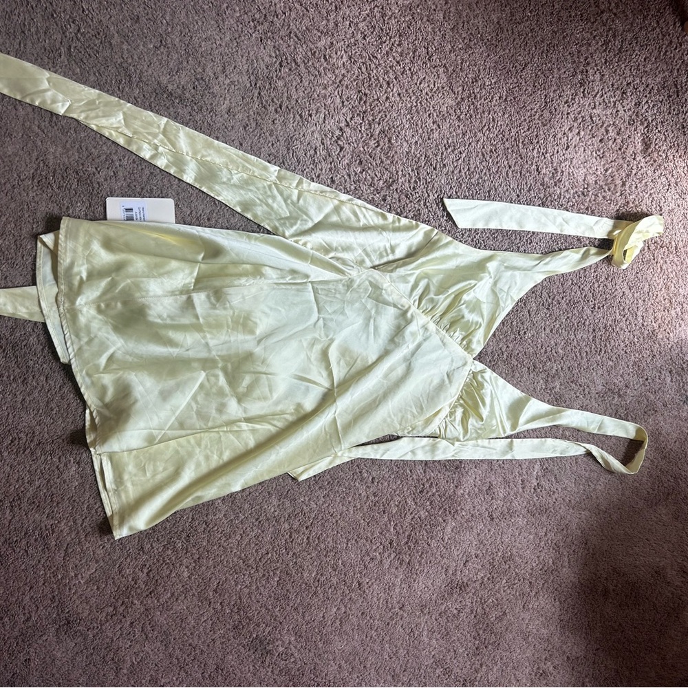 Peppermayo Satin Dress in Soft Yellow